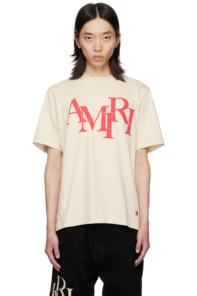 

Футболка Amiri с асимметричным принтом Amiri, цвет birch