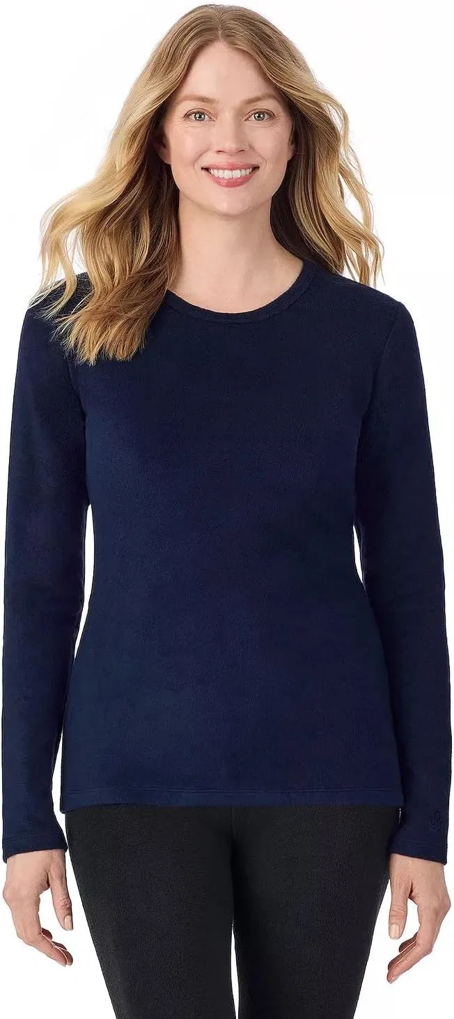 Женская флисовая одежда Cuddl Duds с эластичным круглым вырезом, Navy Blazer