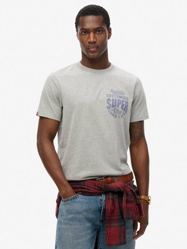 

Футболка с графическим рисунком на груди с медной этикеткой Superdry, серый