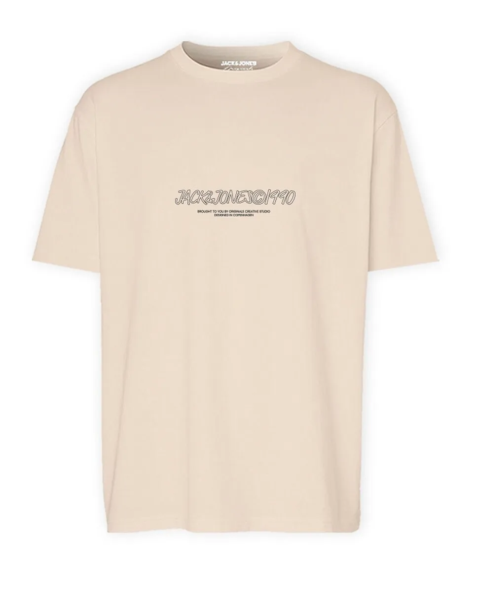 

Мужская футболка с короткими рукавами, круглым вырезом и принтом спереди Jack & Jones, бежевый