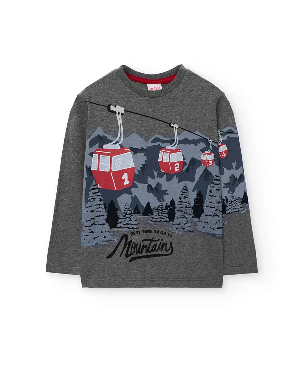 

Футболка для мальчика с круглым вырезом и длинными рукавами Boboli, серый