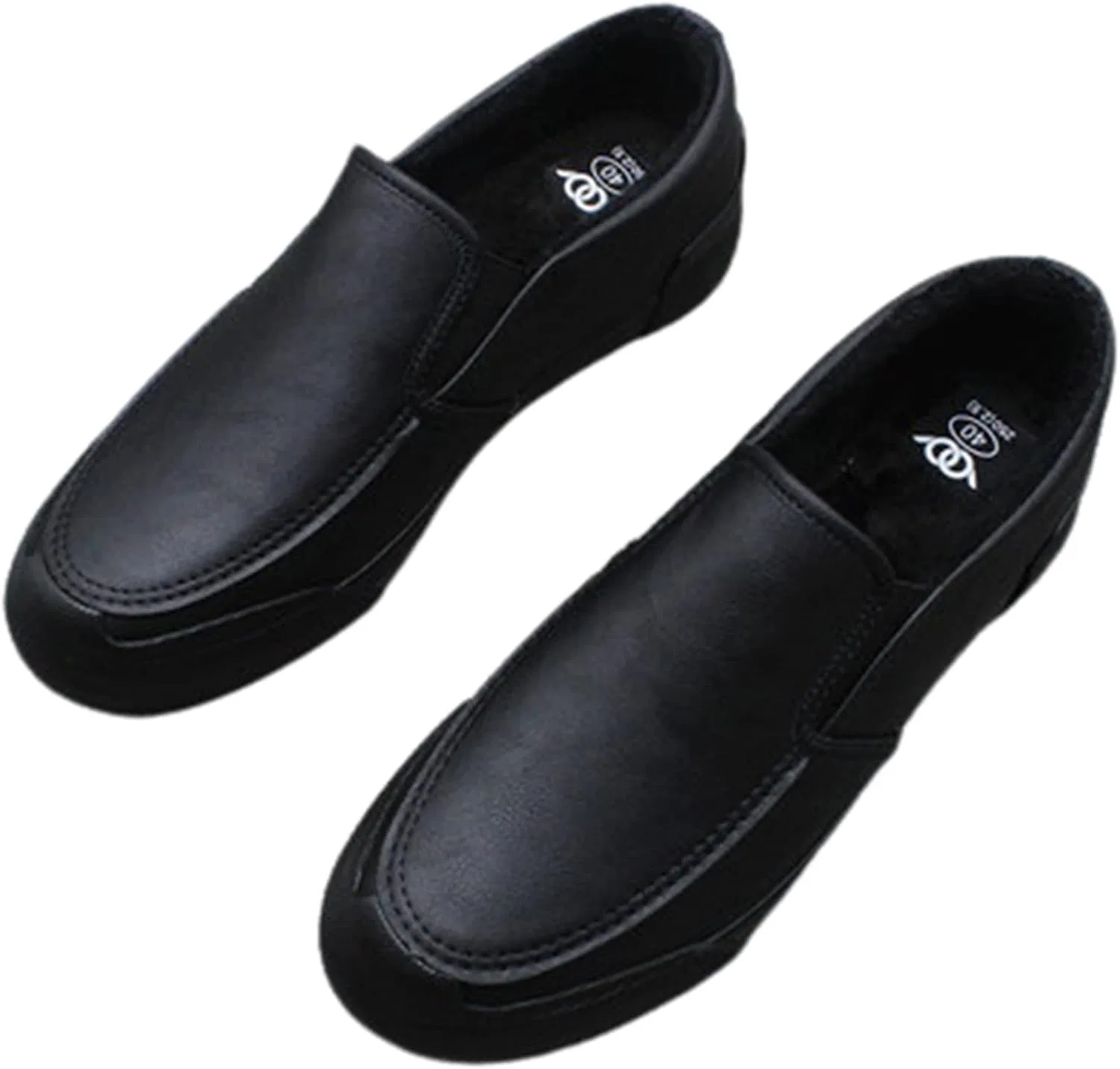 Лоферы кожаные, на меху, Black Lined