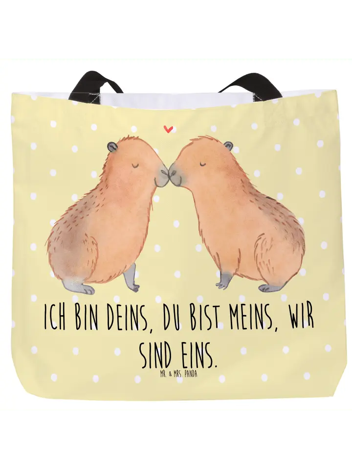 

Сумка-шоппер Mr & Mrs Panda Capybara Liebe, пастельно-желтый
