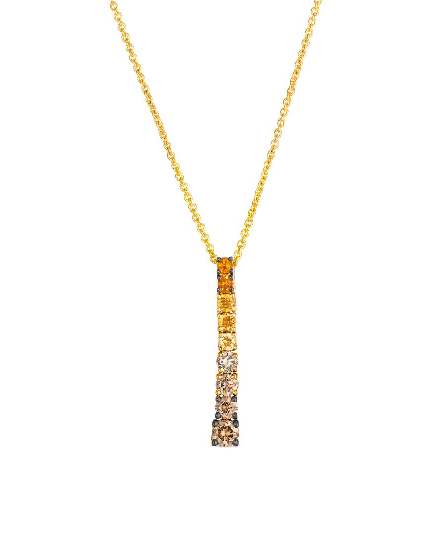 

Колье с цитринами в технике омбре (0,13 карата) и бриллиантами в технике омбре шоколадного цвета (0,27 карата) из 14-каратного медового золота Le Vian, Yellow Gold