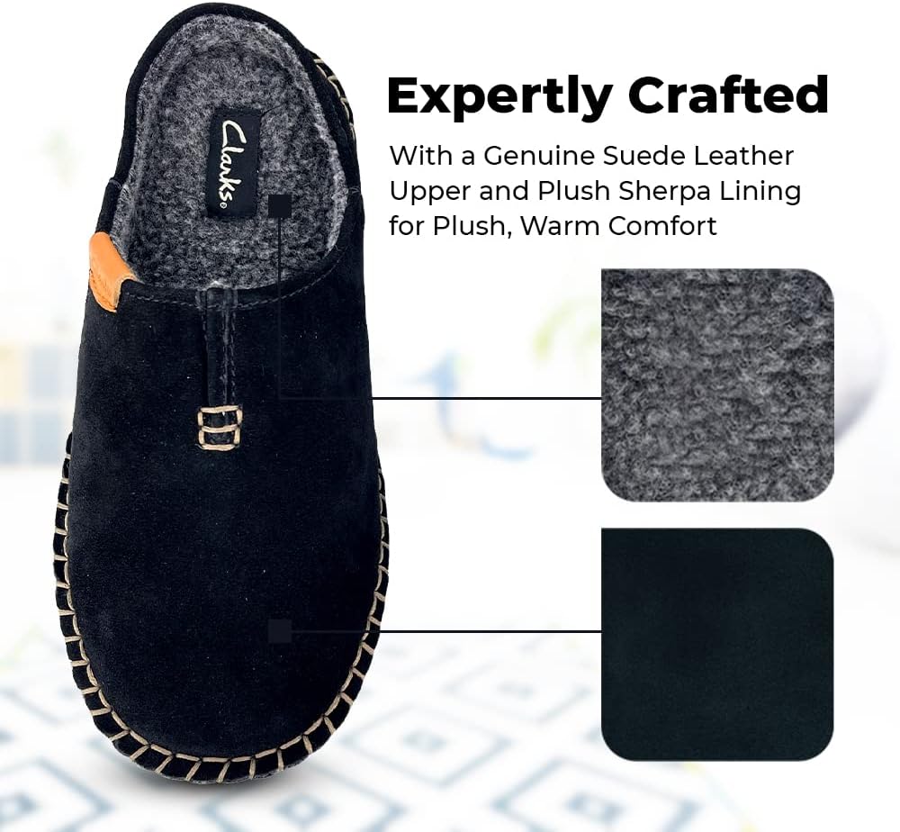 Мужские замшевые тапочки Clarks с открытой пяткой, темно-коричневый — фото 4