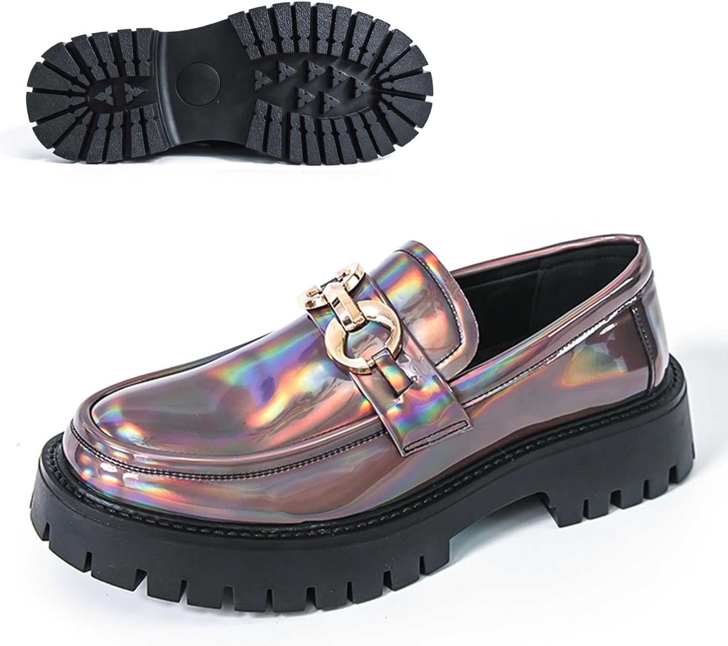 

Черно-белые двухцветные массивные лоферы на платформе Penny, классические слипоны с рифленой подошвой, деловая и рабочая обувь, повседневные нескользящие амортизирующие туфли, большой размер 5.5-14 Nekgnl