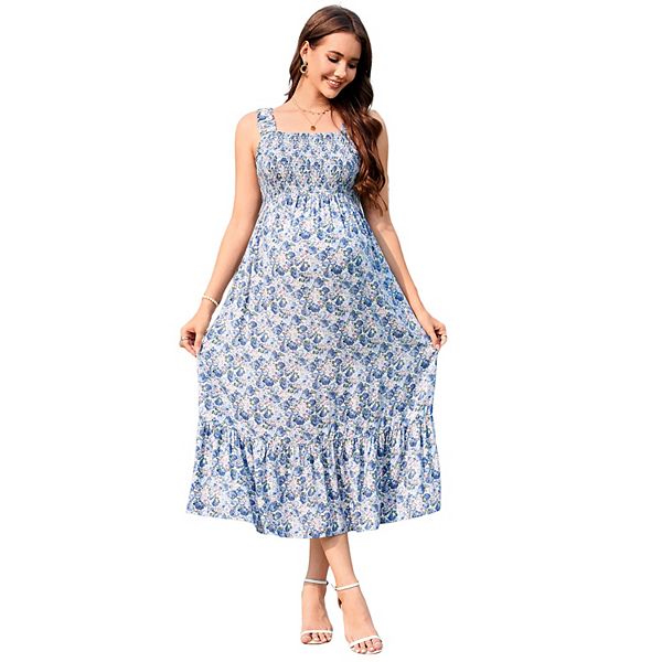 

Женское платье для беременных в стиле бохо с завязками и оборками Seoria, Blue