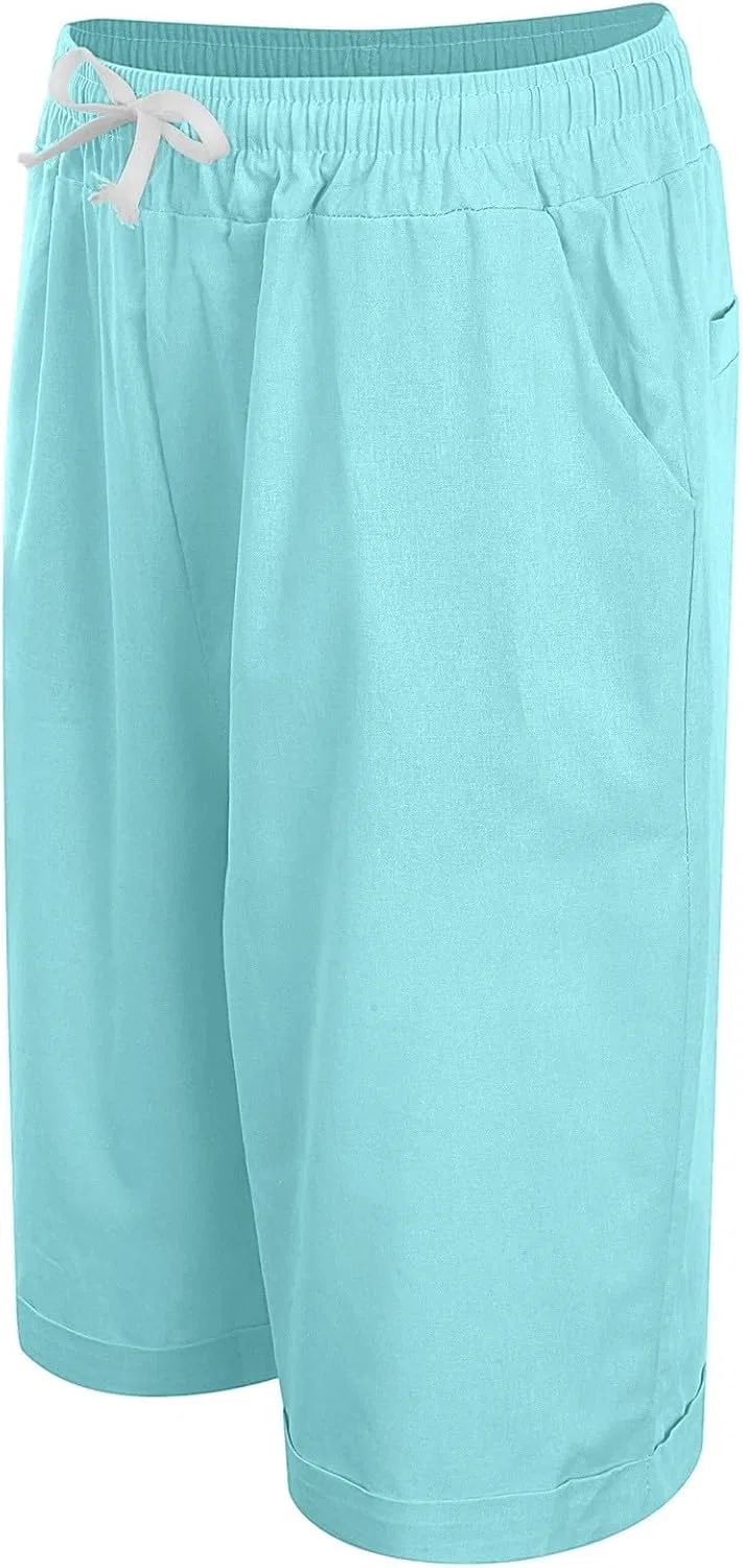 Шорты бермуды для женщин, лен, Mint Green — фото 3