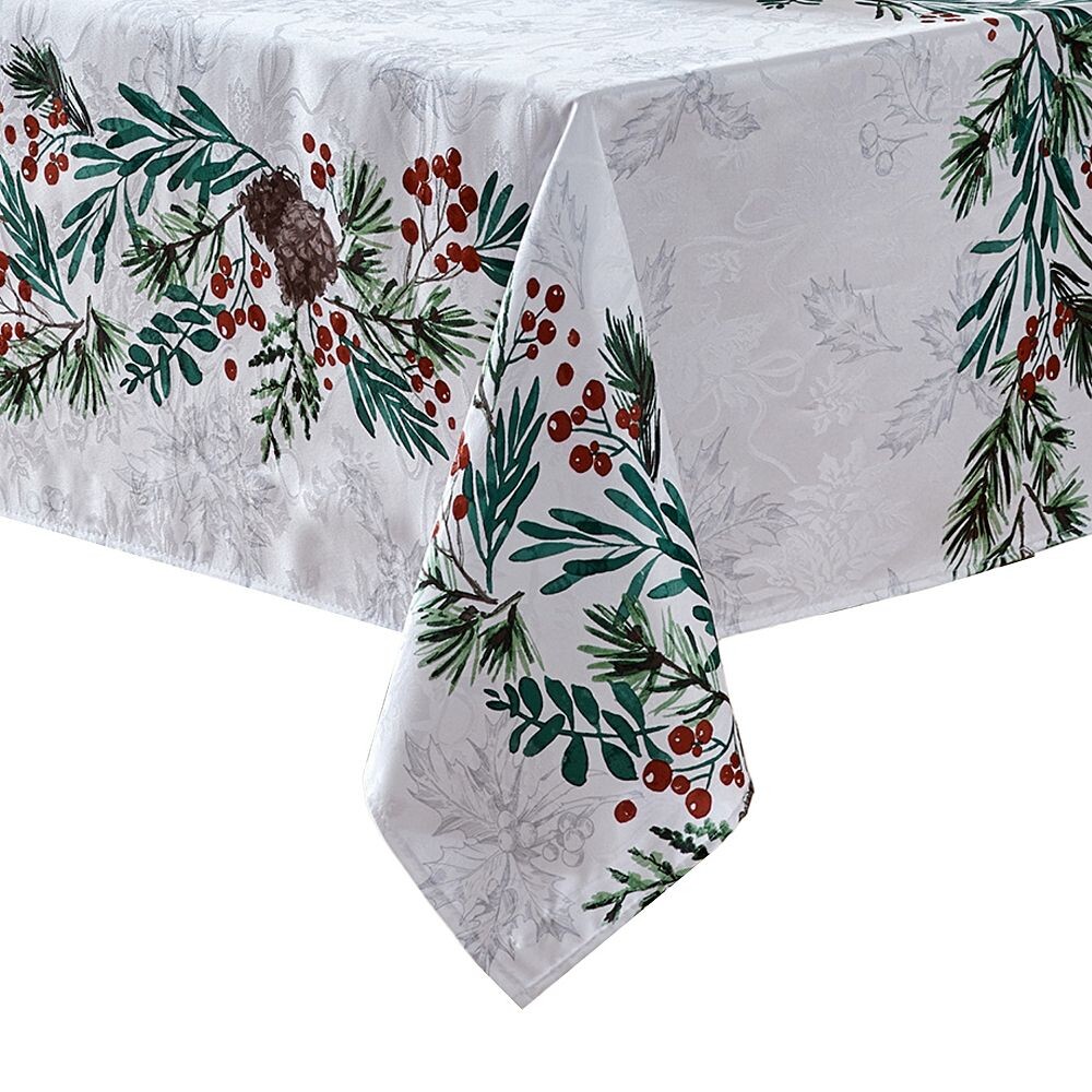 

Elrene Home Fashion Holly Berry Flourish Праздничная ткань Прямоугольная скатерть, мультиколор