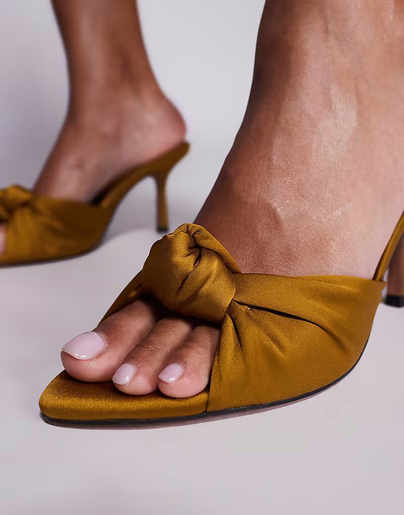 Туфли-мюли Nemo на высоком каблуке с узелковой отделкой цвета охры от ASOS DESIGN — фото 3