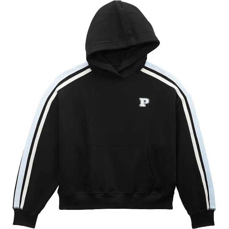 Розовая худи с кампусным принтом "Ivy" / Женский свитшот Pure Black Victoria's Secret, Pure Black/Pure Black — фото 2
