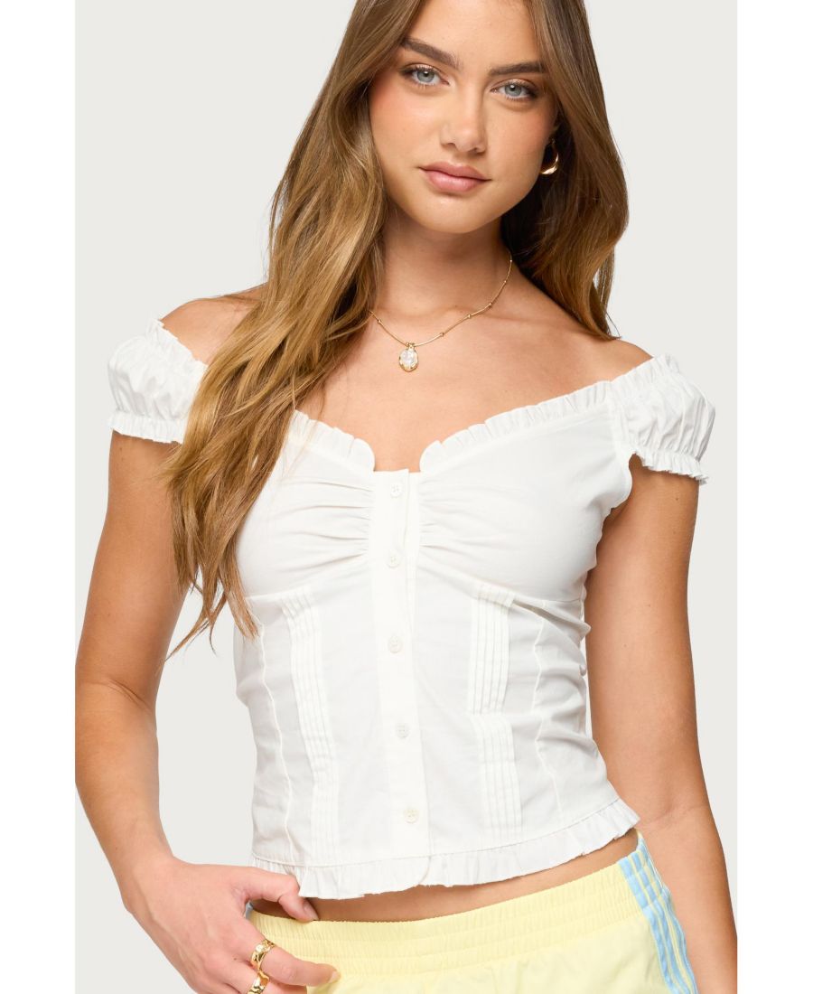 

Женская блузка Arlow с оборками и пуговицами Edikted, White