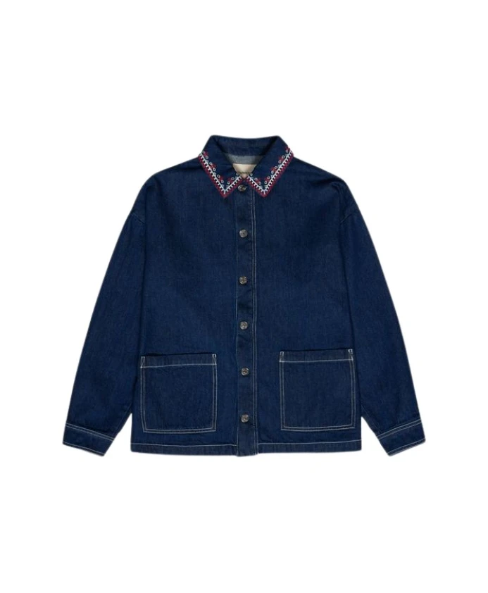 

Джинсовая рубашка с вышивкой The New Society, синий