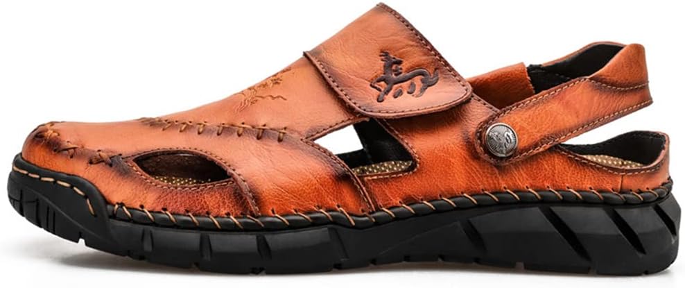 

Мужские повседневные сандалии Rojeam для ходьбы, пляжные туфли с закрытым носком, спортивные сандалии для активного отдыха, летние сандалии для походов и треккинга, светло-коричневый