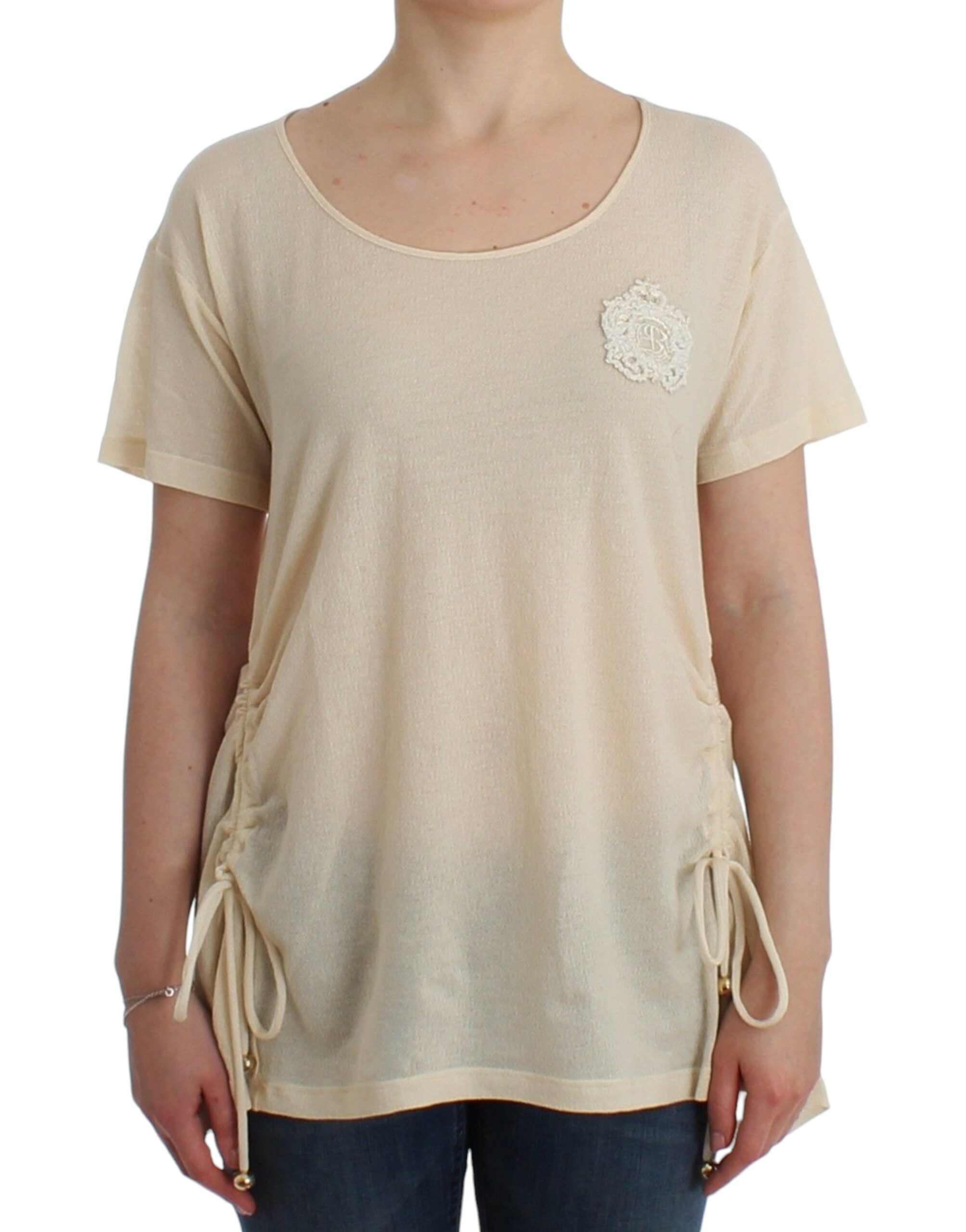 

Элегантная белая хлопковая футболка макси Ermanno Scervino, белый