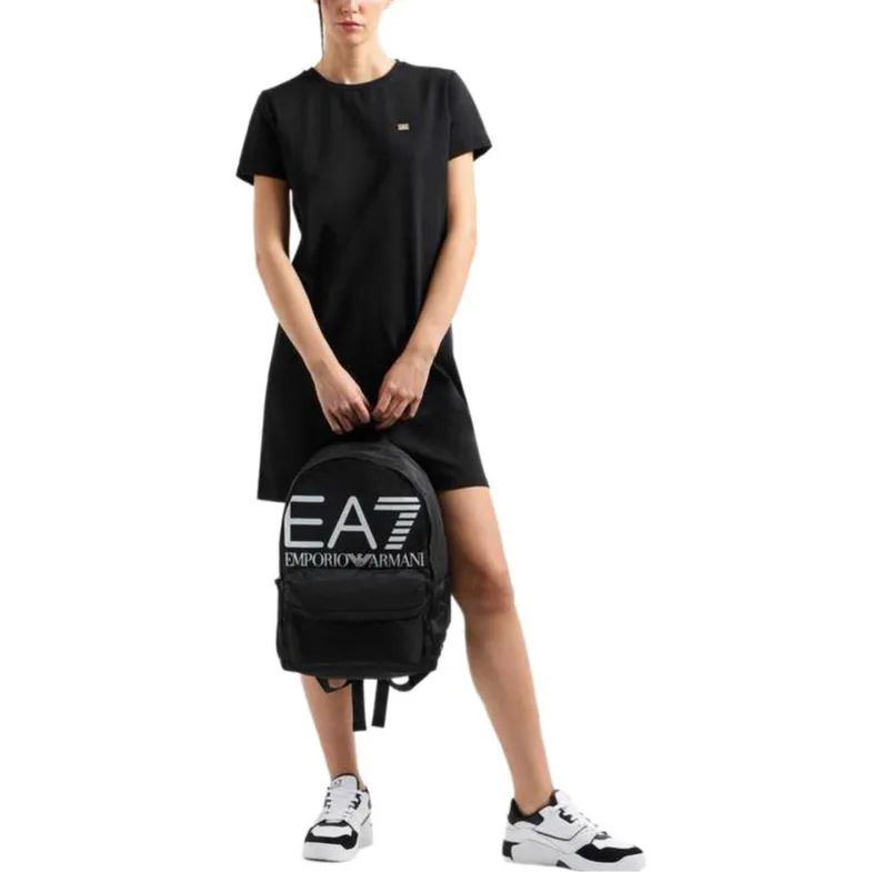 EMPORIO ARMANI Платье с коротким рукавом EA7 SS25 женское черное — фото 4
