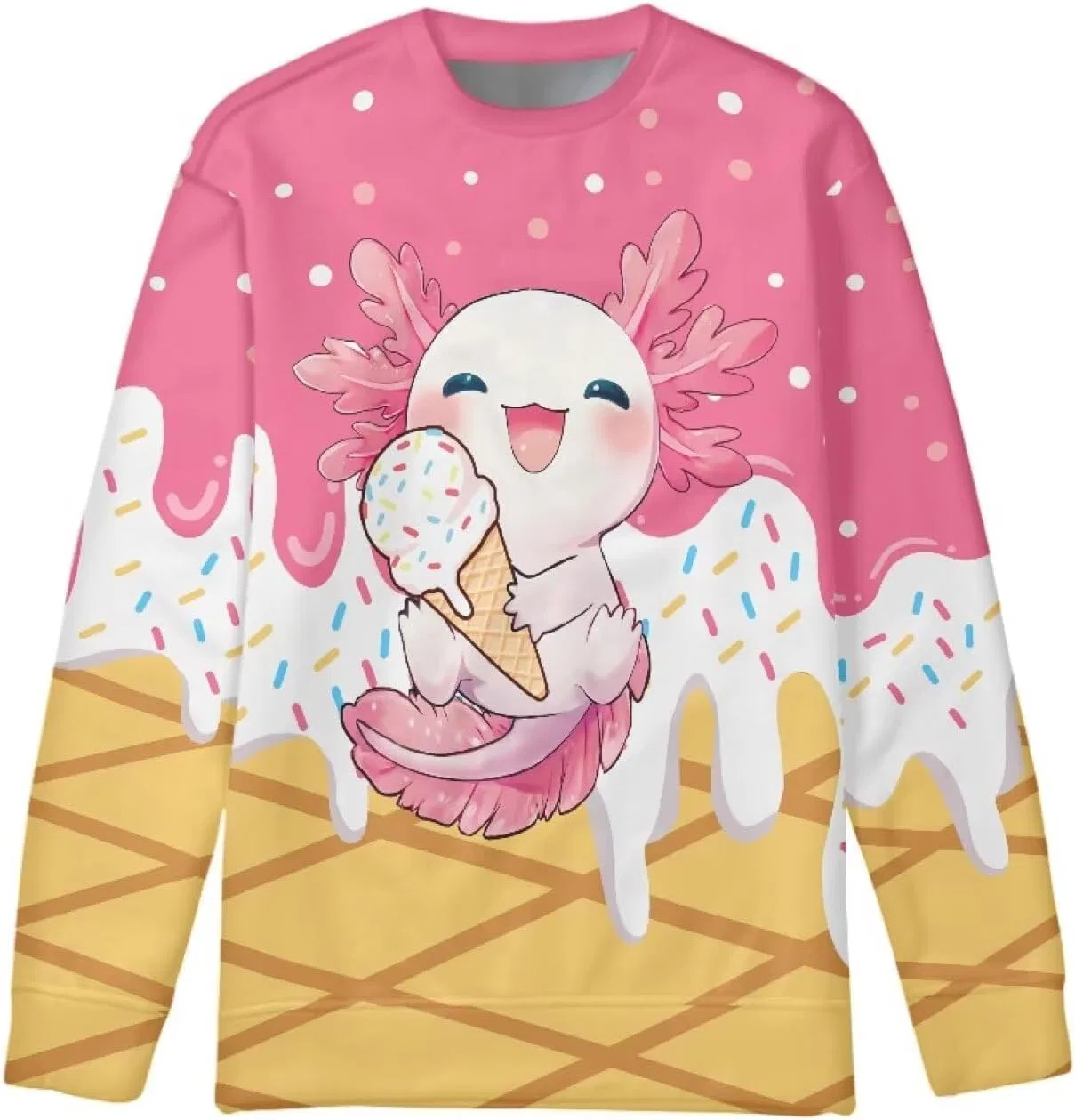 Детский свитшот с принтом Axolotl Ice Cream, ZPINXIGN, 6-14 лет — фото 3