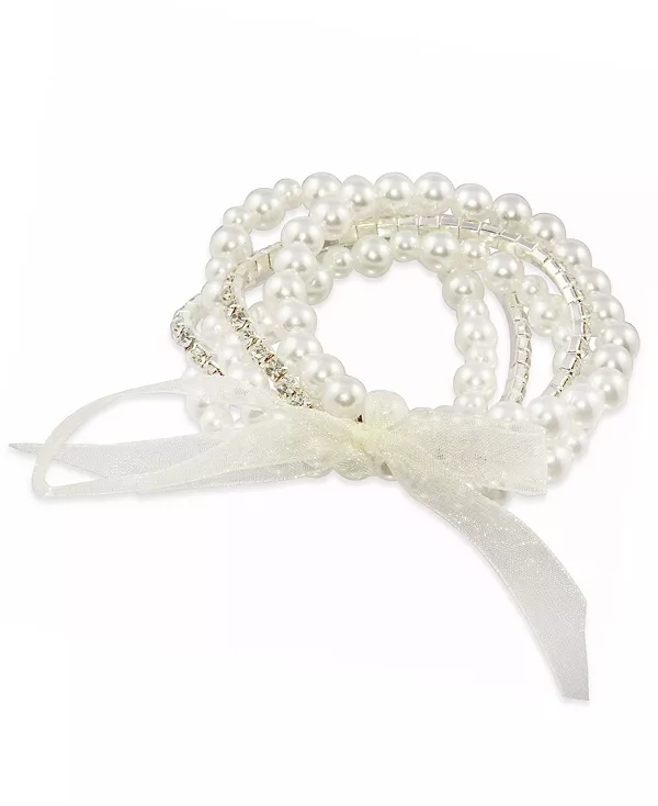 

Набор из 5 эластичных браслетов с искусственным жемчугом и кристаллами Macy'S, white