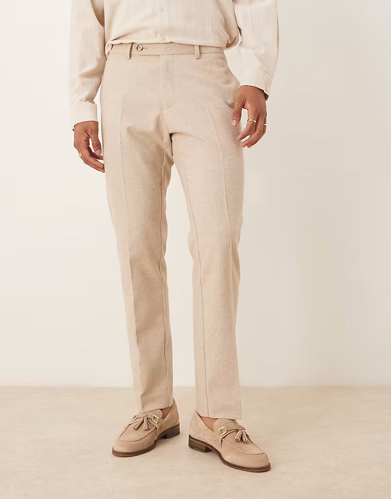 

Узкие брюки из шерсти цвета песочного камня Asos Design