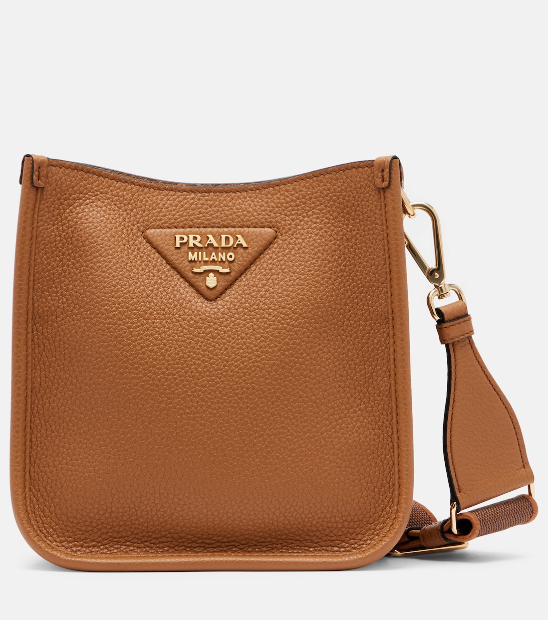 

Миниатюрная кожаная сумка через плечо Prada, коричневый