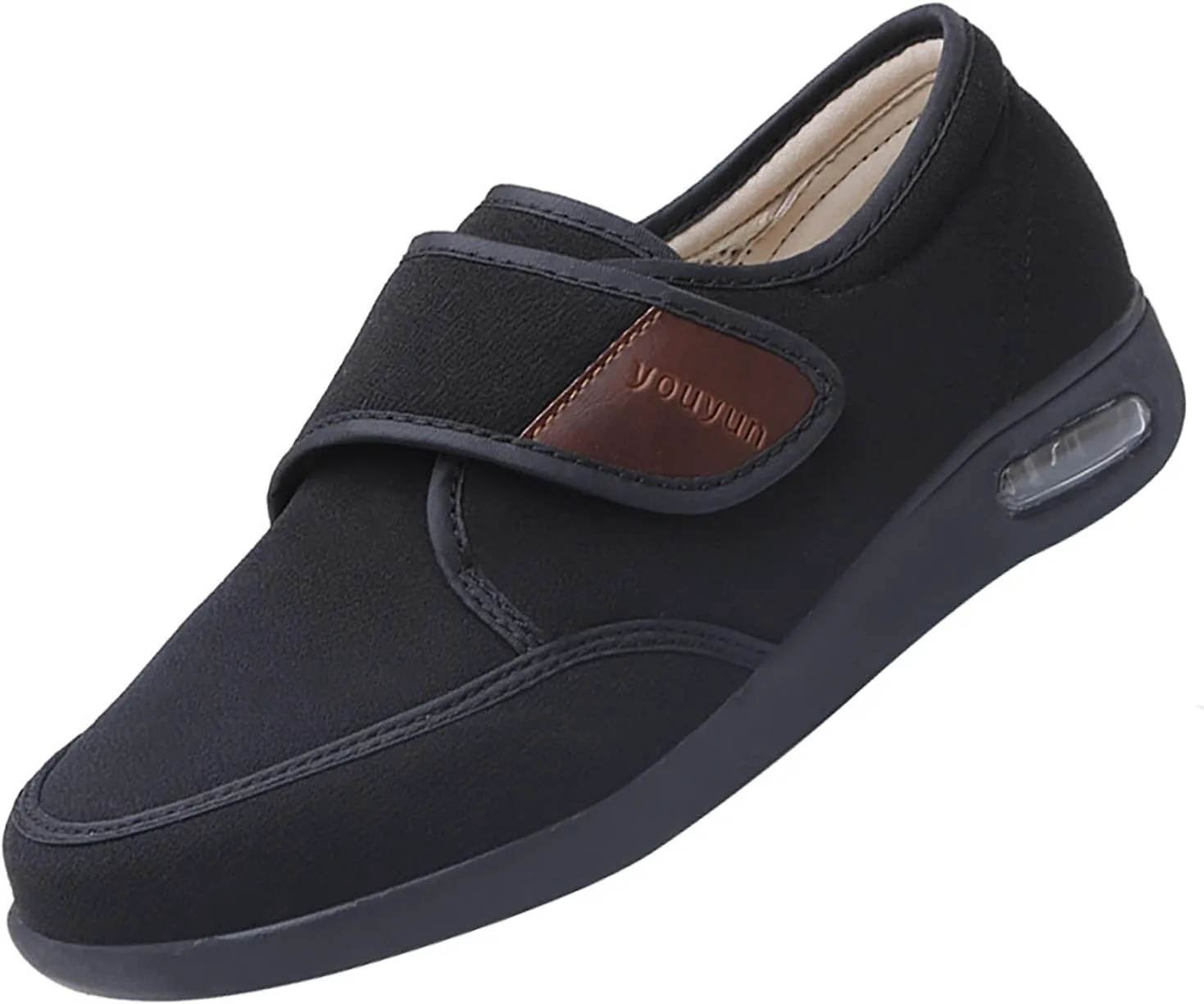 

Мужская диабетическая обувь с регулируемой застежкой, легкие спортивные туфли для ходьбы, противоскользящие, с очень широкой легкой и прочной подошвой, дышащие плоские кроссовки (синий 11 ширина) Generic