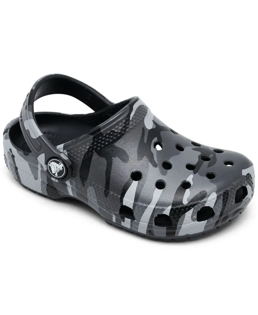 Детские камуфляжные классические сабо от Finish Line Crocs, серый/черный
