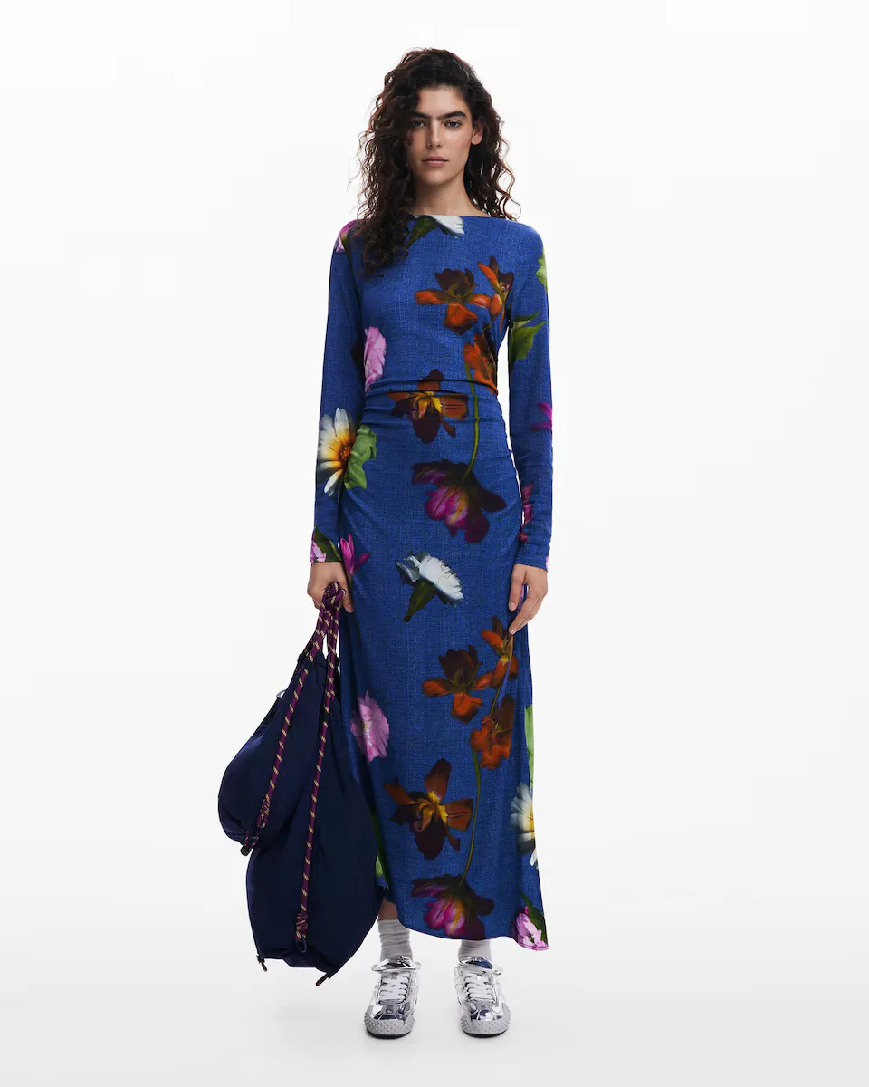 

Ассиметричное платье миди Desigual, синий
