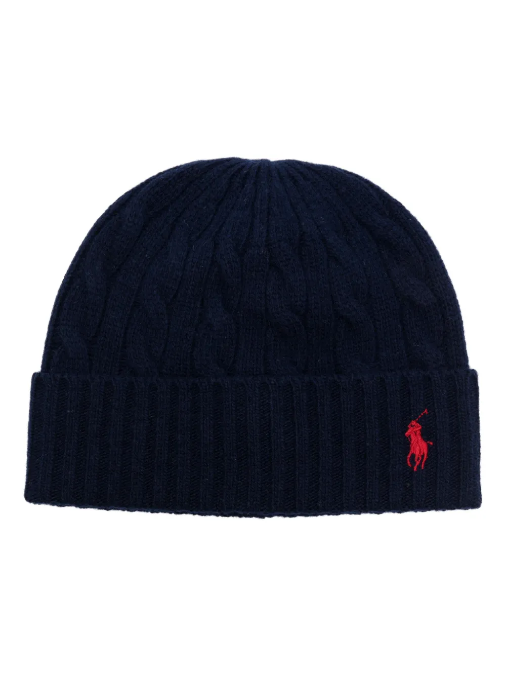 

Шапка бини фактурной вязки с вышитым логотипом POLO RALPH LAUREN, синий