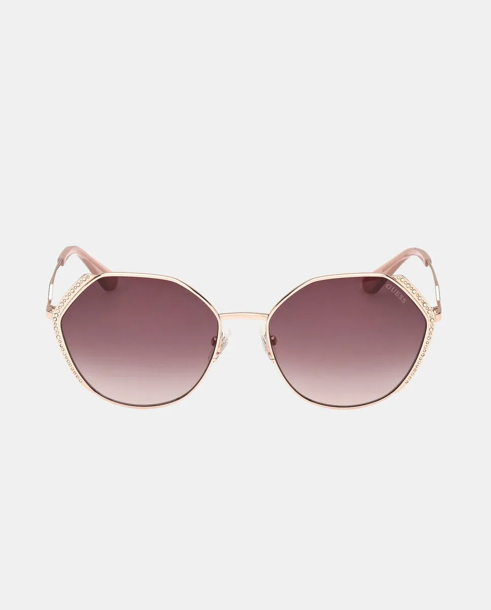 

Металлические солнцезащитные очки с геометрическим рисунком Guess, золотой