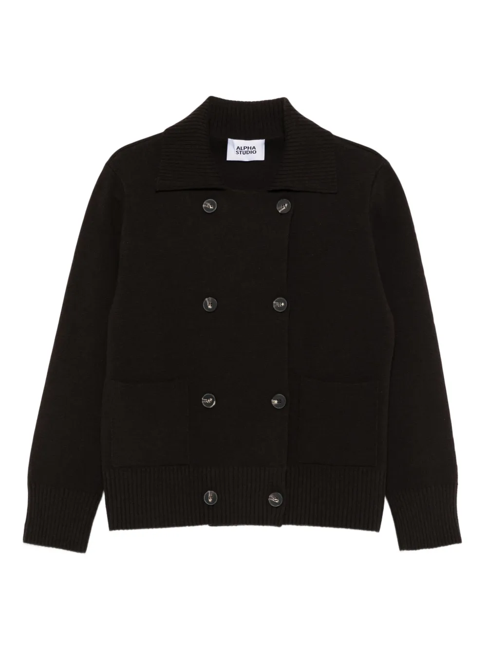 

Кардиган с двубортной застежкой и накладными карманами Alpha Studio, черный