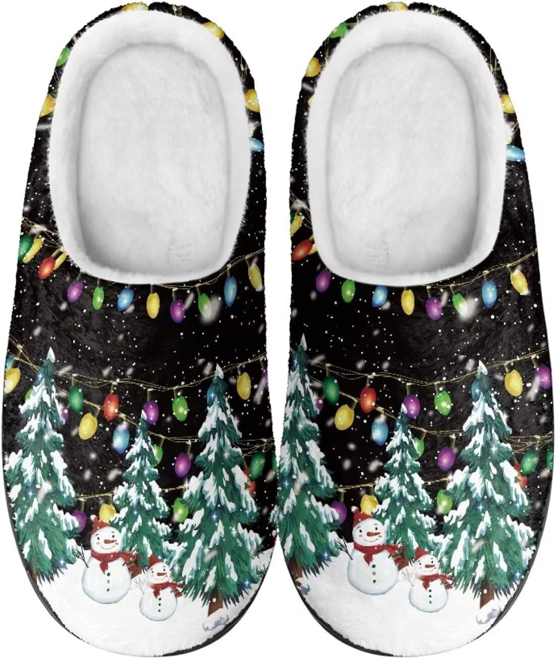

Зимние домашние тапочки Pzuqiu для женщин и мужчин, легкие, без шнурков, мягкие, размеры 34-50, Christmas Snowman Light