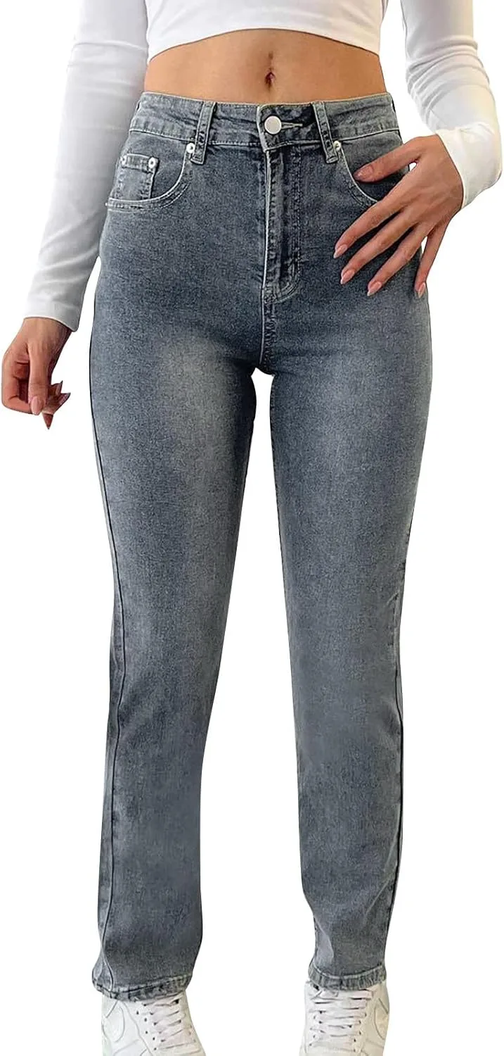 

Женские джинсы Boyfriend прямого кроя Stretchy Casual High Waisted