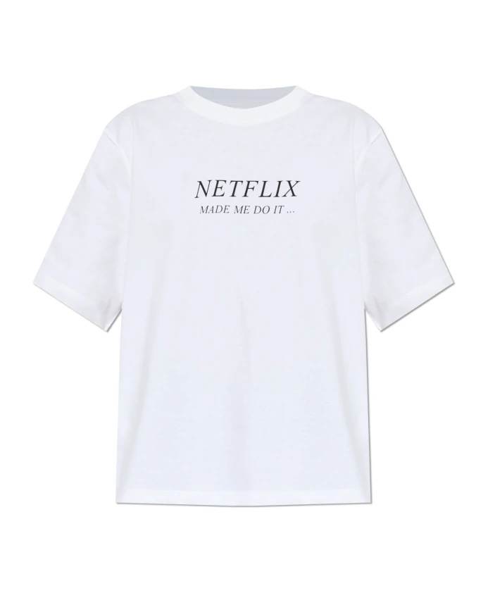 

Футболка с надписью "Netflix заставил меня это сделать" Victoria Beckham, белый