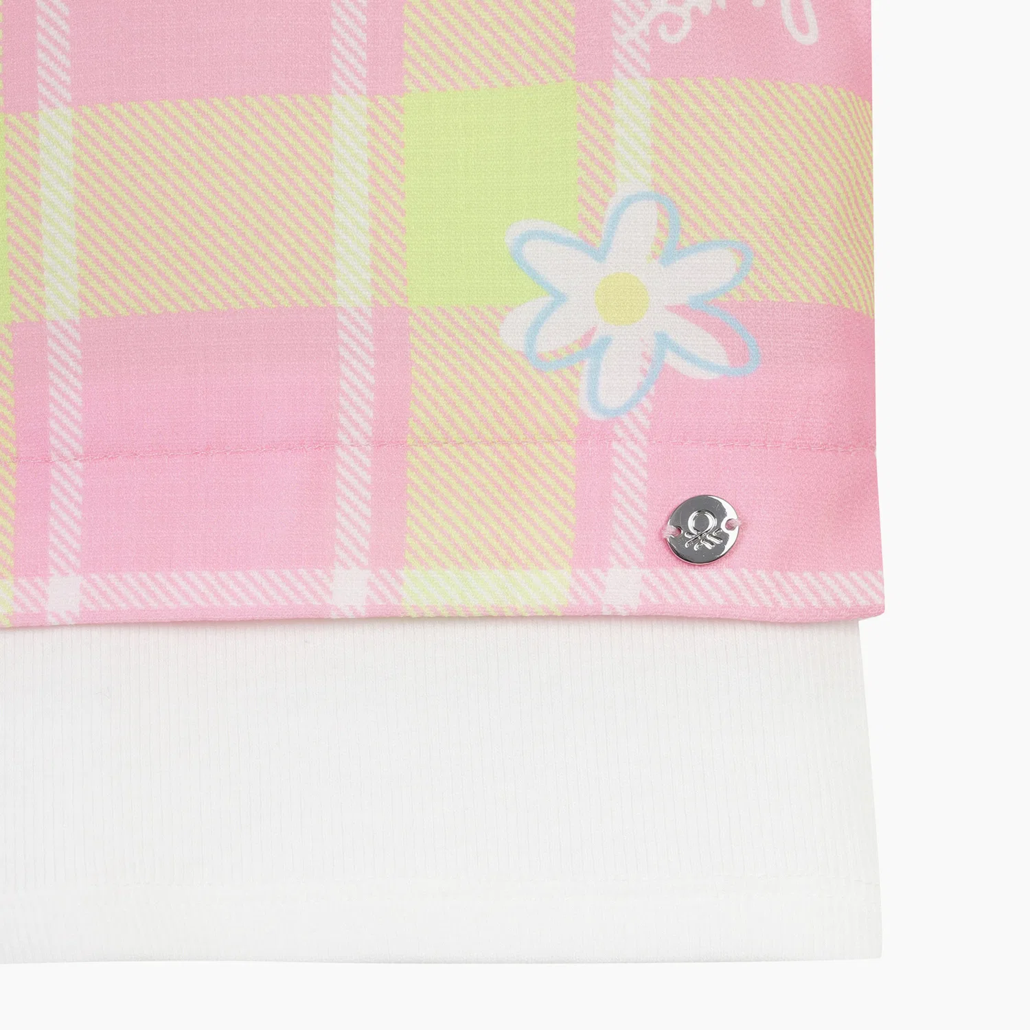 Детская многослойная футболка Flower Pop айвори от Benetton Kids — фото 4
