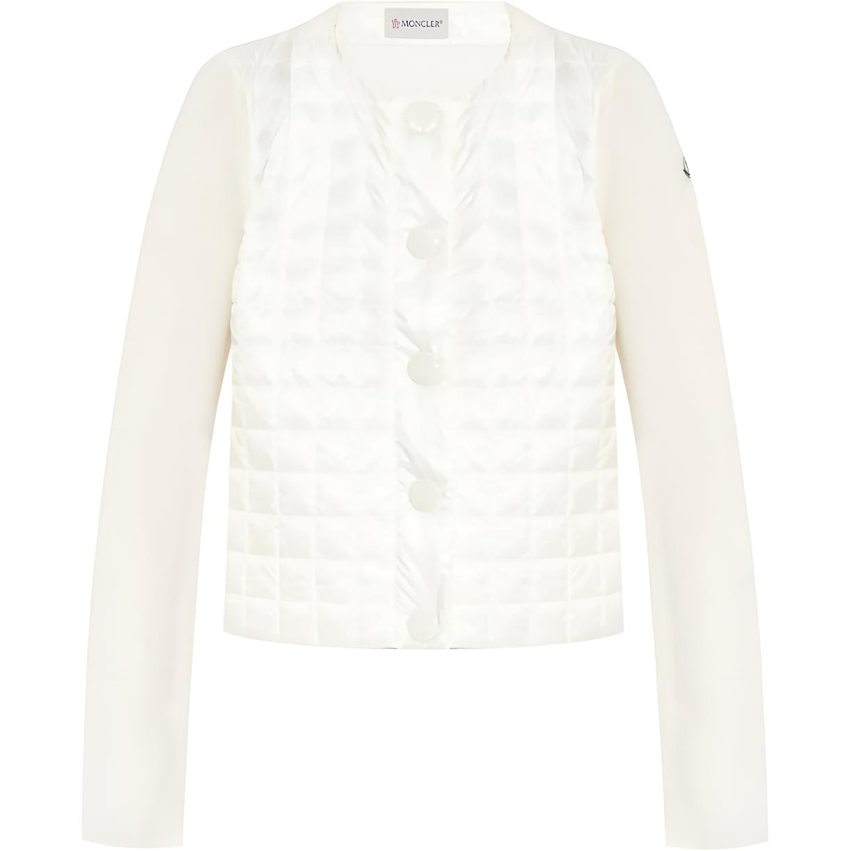 

Стеганый вязаный кардиган с нашивкой-логотипом Moncler, белый