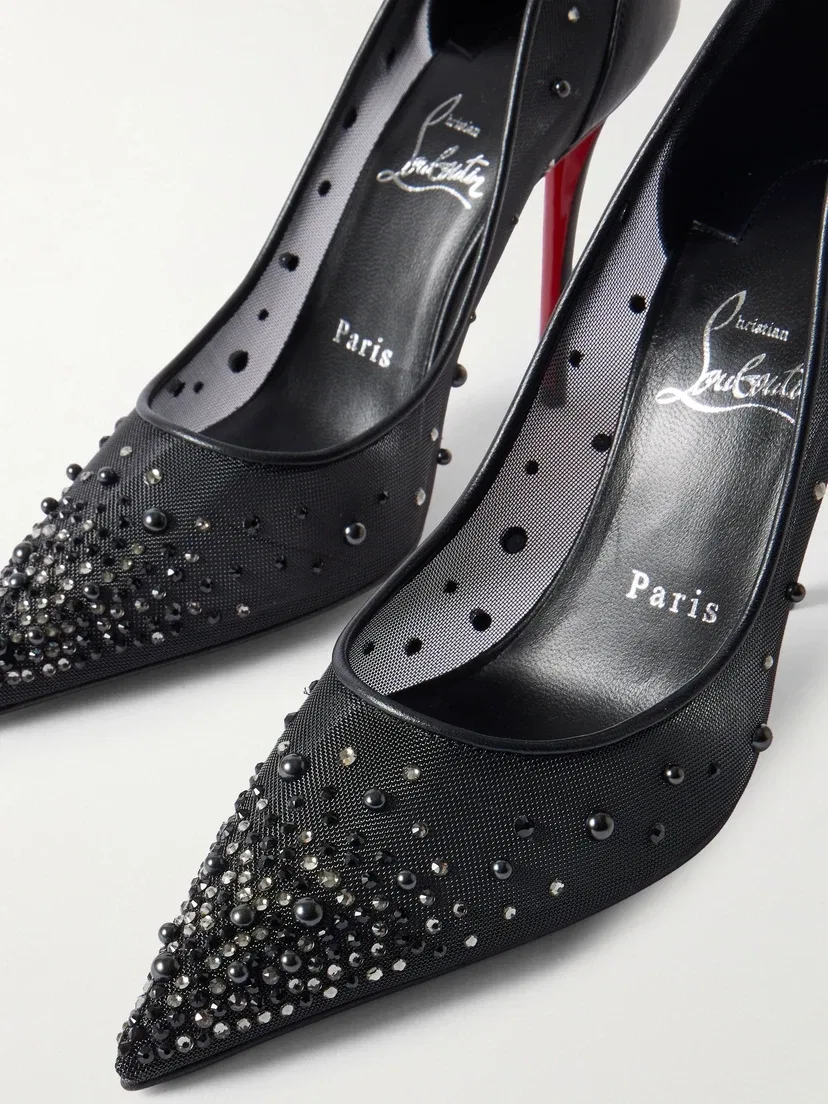 Туфли Miss Z Degrastrass Perla 100 из сетки с кожаной отделкой Christian Louboutin, черный — фото 4