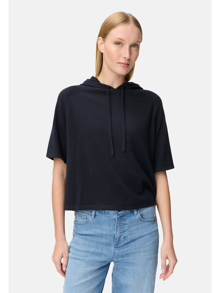 

Camel Active Вязаный свитер с короткими рукавами и капюшоном темно-синего цвета