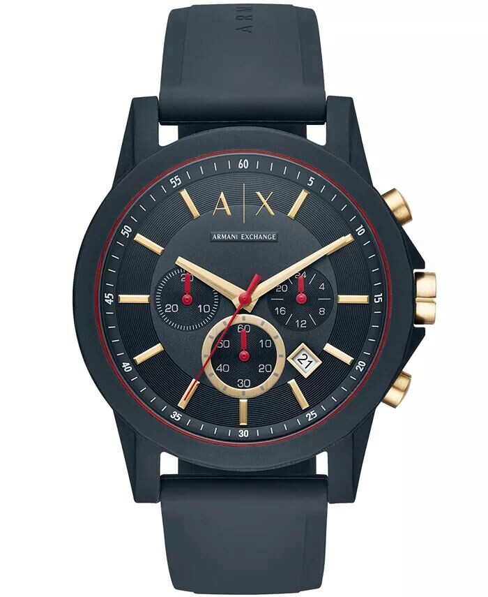 

Мужские часы с хронографом, синий силиконовый ремешок, 47 мм A|X Armani Exchange