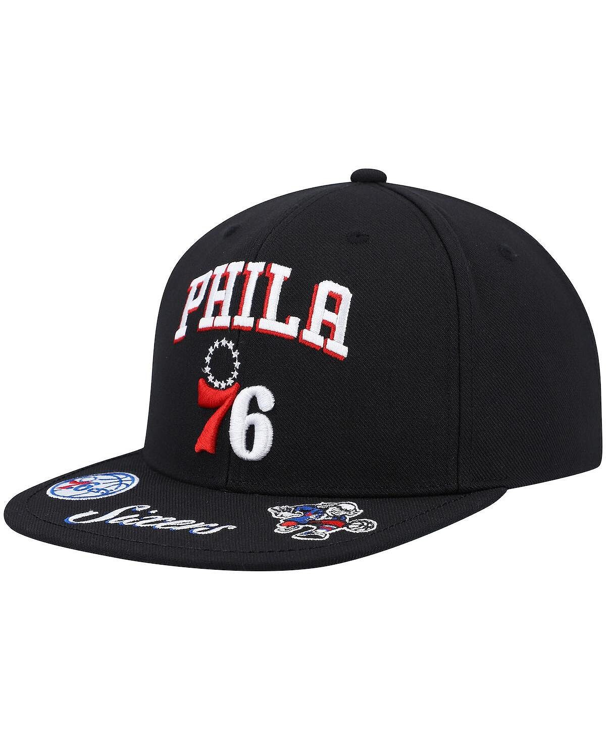 

Черная мужская кепка Snapback Philadelphia 76ers с загрузкой спереди Mitchell & Ness