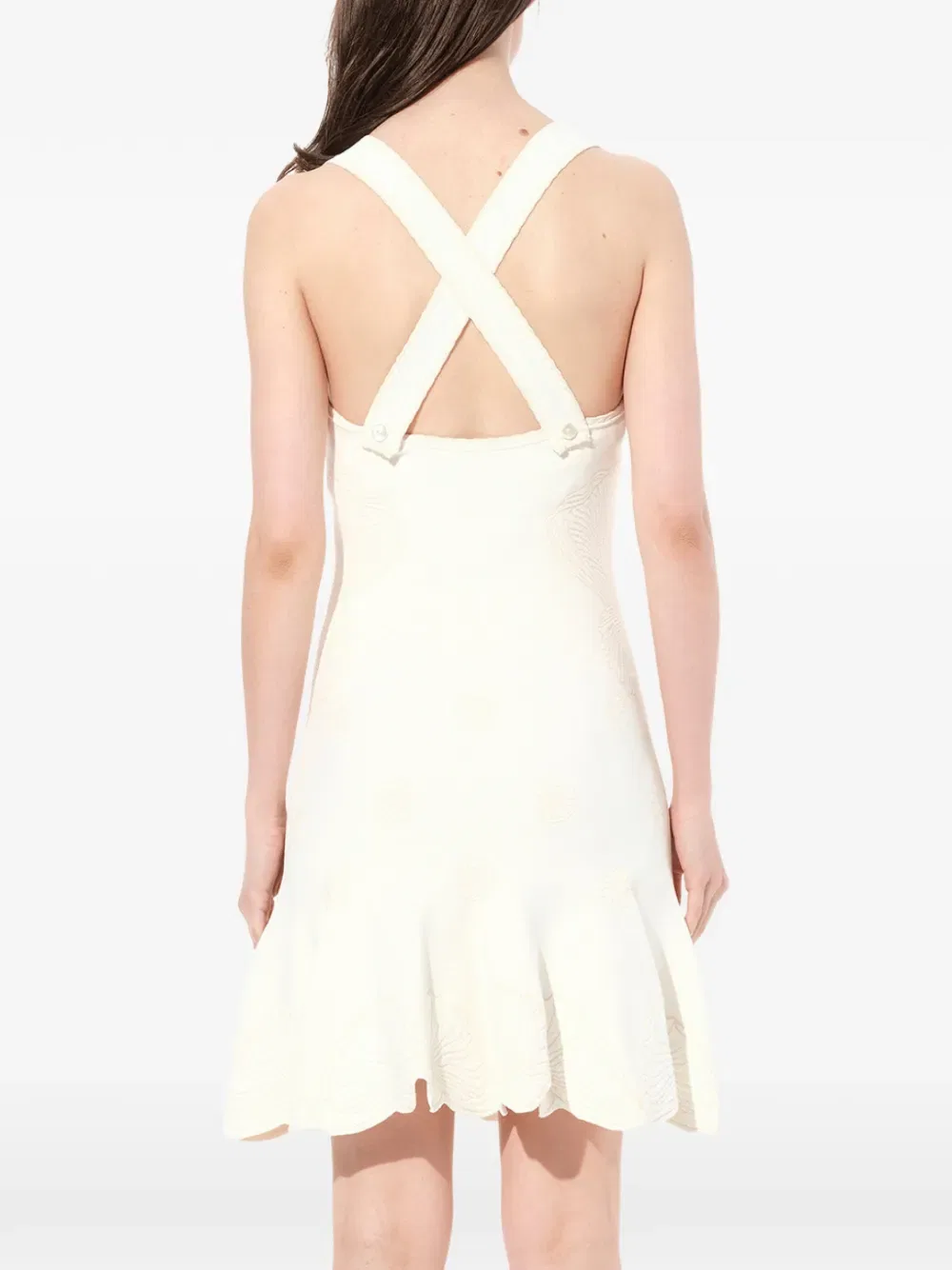 Мини-Платье с вышивкой ракушками Alexander Mcqueen, белый — фото 4