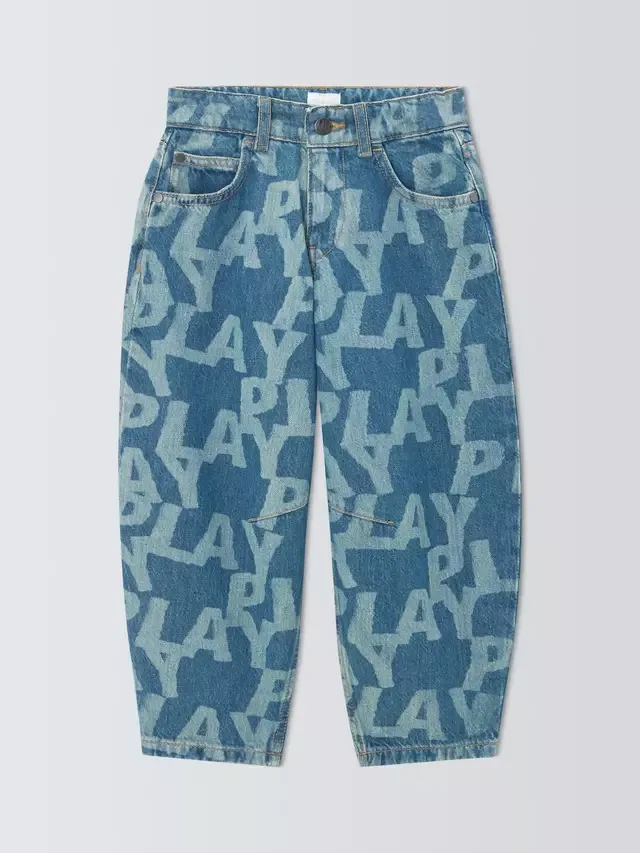 Джинсы Boy's Play Barrel Leg Jeans, синий с разноцветными вставками John Lewis