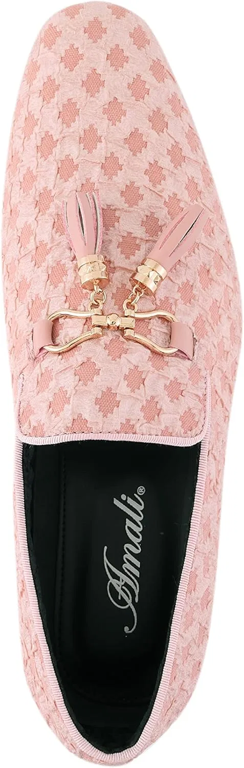 Тапочки-лoферы мужские с золотой цепочкой, розовый Amali — фото 3
