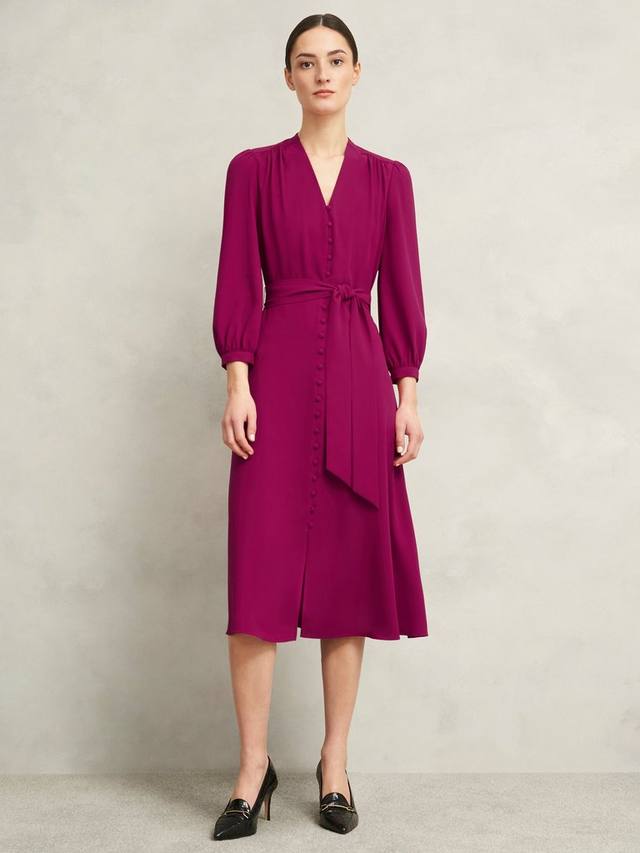 

Миниатюрное расклешенное платье цвета магнолии Hobbs, цвет Cerise Pink