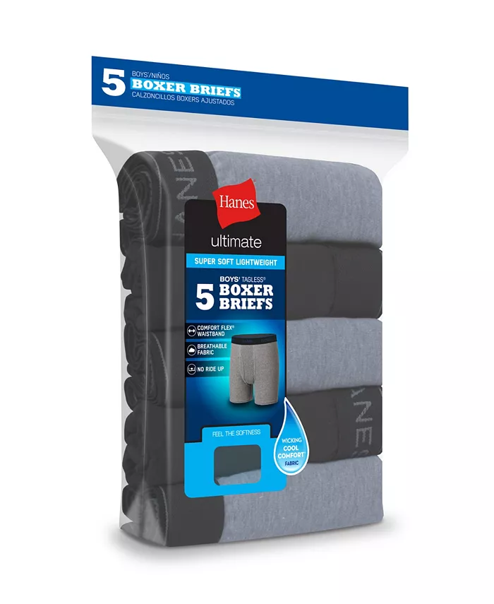 Боксеры Ultimate Cotton Blend для мальчиков старшего возраста, набор из 5 штук Hanes, мультиколор — фото 3