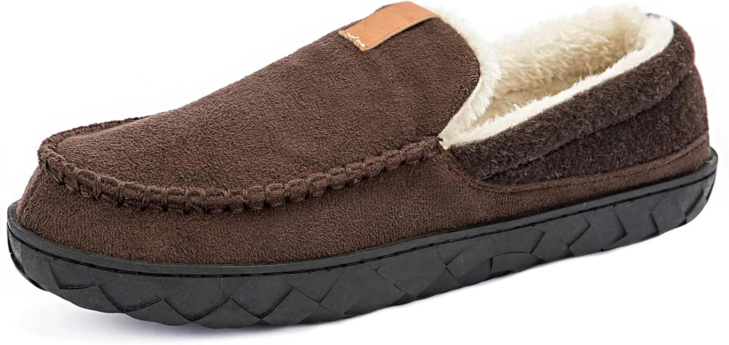 

Мокасины для мужчин Ranberone из замши с амортизирующей стелькой из памяти формы, мягкой флисовой подкладкой, противоскользящей подошвой, для дома и улицы, Coffee