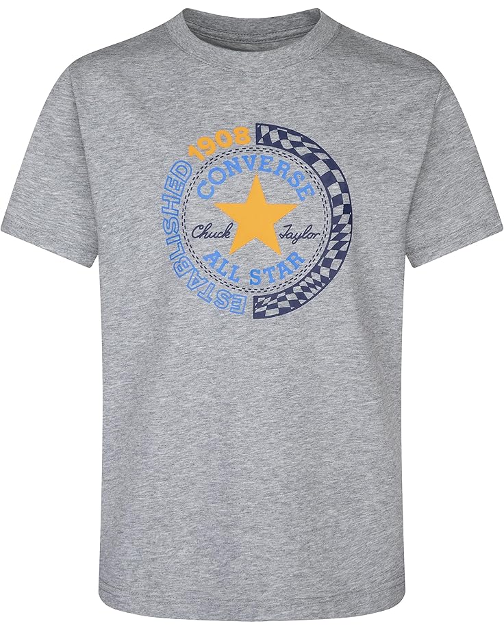 

Футболка Converse Kids Chuck Patch Check Short, цвет Dark Grey Heather