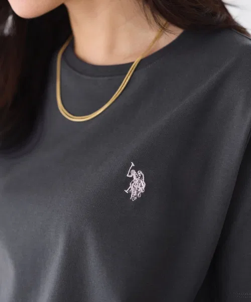 Женская футболка U.S. POLO ASSN. с логотипом серого цвета