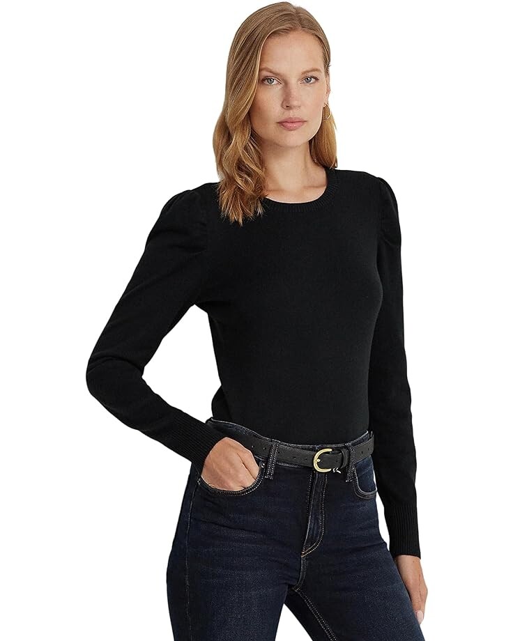 

Свитер LAUREN Ralph Lauren Cotton-Blend Puff-Sleeve, черный