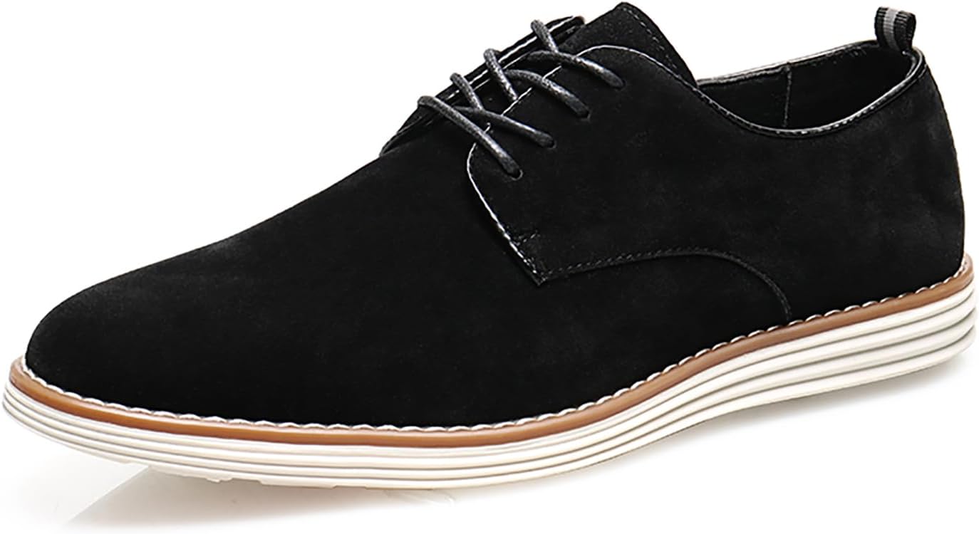 

Мужские классические ретро оксфорды из замши, повседневные удобные кроссовки с круглым носком, плоские деловые дерби-кроссовки для формальной работы в офисе, вождения, прогулок и путешествий Nxnbhsl, черный