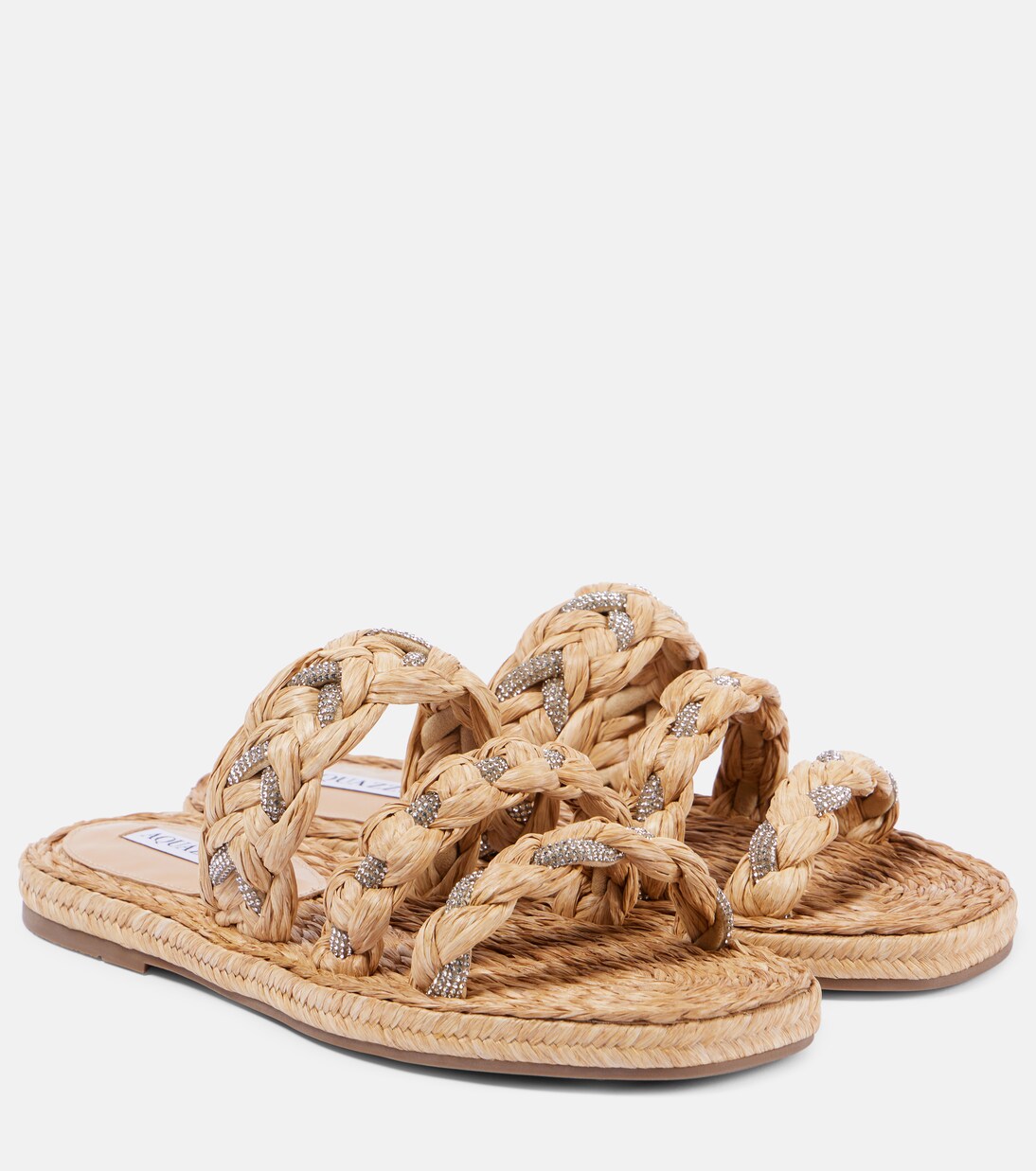 Сандалии Costiera из рафии с декором Aquazzura, Natural
